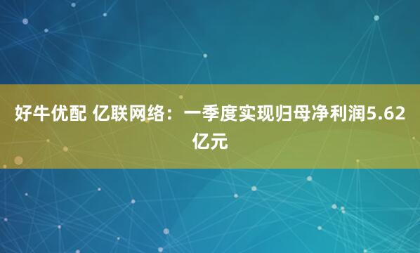 好牛优配 亿联网络：一季度实现归母净利润5.62亿元
