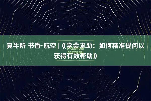 真牛所 书香·航空 |《学会求助:如何精准提问以获得有效帮助》