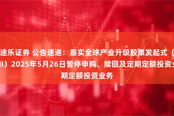 途乐证券 公告速递：嘉实全球产业升级股票发起式（QDII）2025年5月26日暂停申购、赎回及定期定额投资业务
